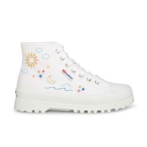 Superga White & Blue  Embroidered Accent Alpina Plao Hightop Sneakers.(Size 7.5)